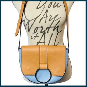 New Urban Originals Blue Tan Vegan Leather Crossbody Bag